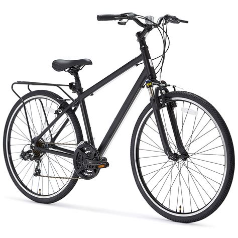 sixthreezero pave  trail mens  speed hybrid road bicycle matte black  wheels  frame