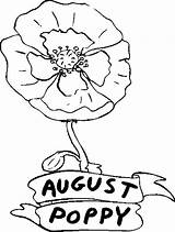 August Coloring Flower Poppy Pages Color Getcolorings Luna Getdrawings sketch template