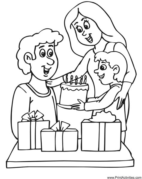 birthday party coloring page dads birthday