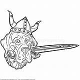 Dane Coloring Pages Great Sword Viking Helmet Head sketch template