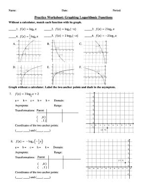 practice worksheet graphing logarithmic functions fill