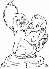 Tarzan Coloring Baby Cute Pages Sheet Kids Terk Disney Exciting sketch template