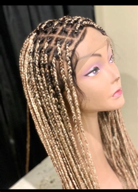Braided Wig Knotless Box Braids Wig Braided With High Etsy