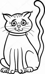 Cat Cartoon Coloring Female Stock Illustration Book Vector Izakowski Clipartmag Depositphotos sketch template