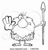 Mascot Caveman Lineart Mad Holding Character Illustration Royalty Clipart Gesturing Spear Stop Toon Hit Vector Cartoon 2021 sketch template