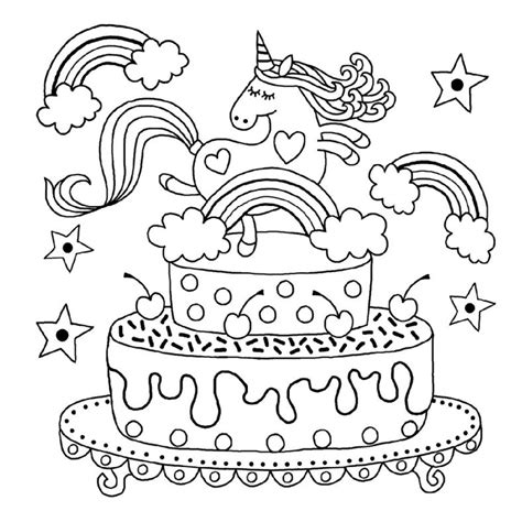 happy birthday unicorn colouring