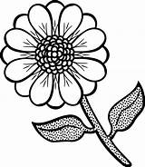 Flower Flowers Coloring Pages Clipart Drawing Printable Clip Daisy Line Transparent Kids Stem Vector Draw Flora Wildflowers Spotty Shiny Lily sketch template
