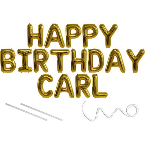 carl happy birthday mylar balloon banner gold   letters