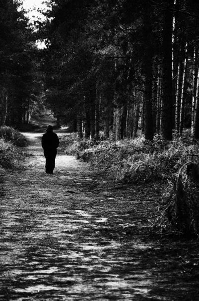black and white distance forest girl lonely image