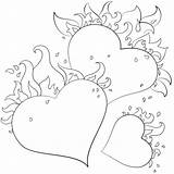 Coloring Hearts Flames Pages Heart Printable sketch template
