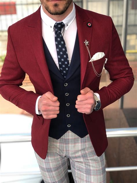 buy claret red slim fit suit  gentwithcom   shipping