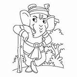 Ganesha Coloring Pages Ganesh Lord Cute Little Rangoli sketch template