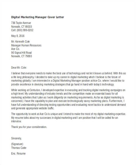 marketing cover letter templates  sample  format