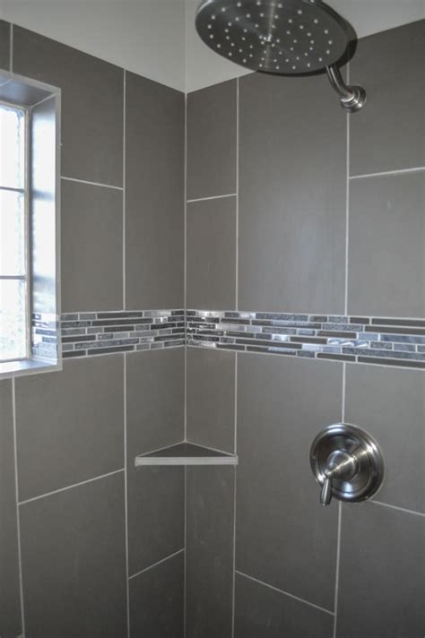 Master Walk In Shower With Glass Block Window And