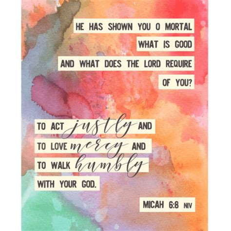 Act Justly Love Mercy Walk Humbly Bible Verse Watercolor Art Print