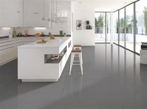 classic gray polished porcelain tile modern kitchen design kitchen