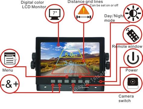 digital rear view backup reverse camera system cab observation cam system kit  ebay