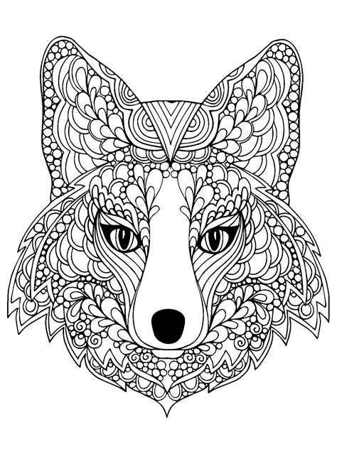 beutiful fox head foxes adult coloring pages