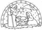 Jesus Birth Coloring Nativity Pages Scene Manger Drawing Simple Sketch Line Print Color Printable Characters Animals Kids Drawings Colour Getcolorings sketch template