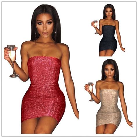 Sexy Strapless Off Shoulder Cocktail Mini Party Dresses Women Slim