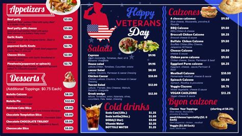 veterans day menu template design restaurent menu