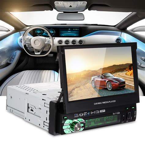 universal   retractable touch screen car multimedia player bluetooth  fm radio mirror
