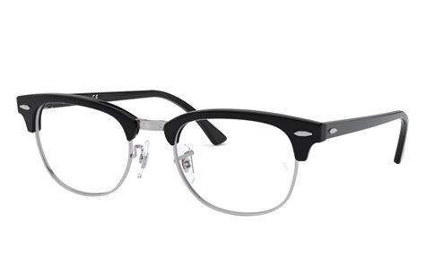 clubmaster optics eyeglasses with black on silver frame rb5154 ray