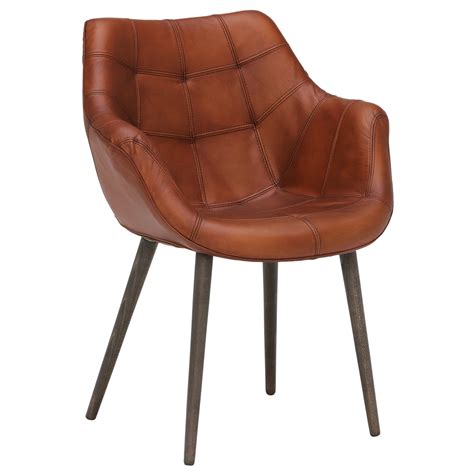 Brown Leather Dining Chairs With Arms Krall Leather Dining Chair With