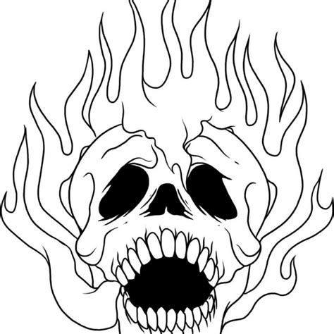 flaming skull drawing    clipartmag