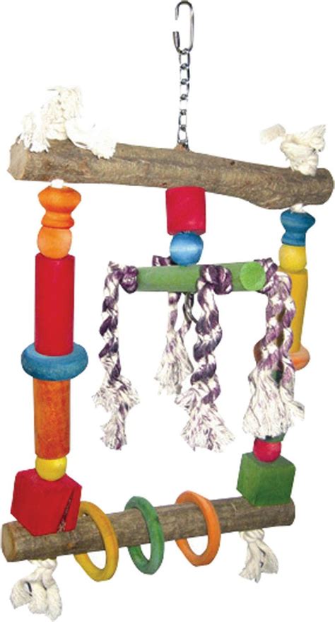 happy beaks wood swing  rope bird toy voegel