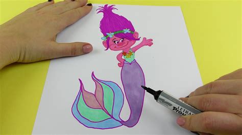 draw princess poppy mermaid  trolls youtube