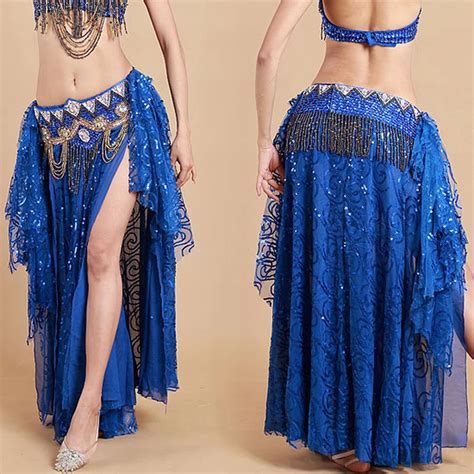 Vestidos 2016 New Arabic Sequins Chiffon Belly Dance Long Skirt Evening