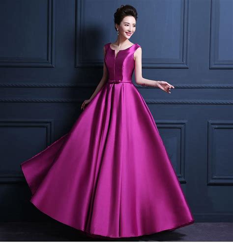 vestido de festa 2016 new luxury satin long evening dress bridal banquet elegant purple formal