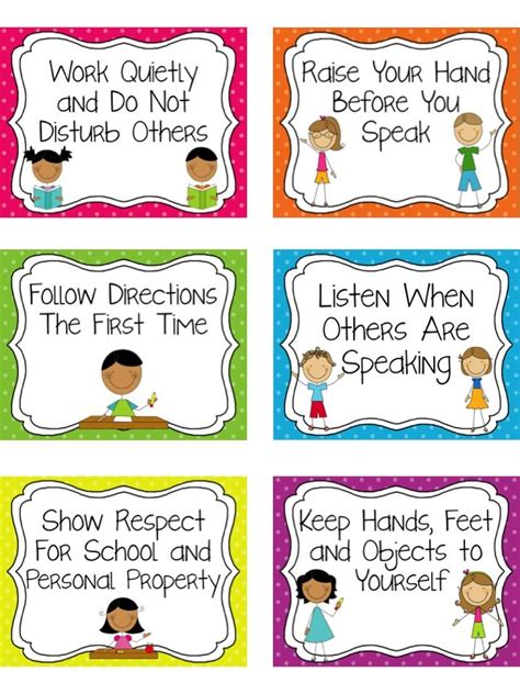 printable classroom rules  pictures  printable templates