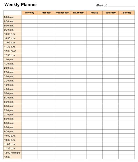 printable daily calendar  hours calendar templates