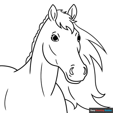 horse head coloring page easy drawing guides
