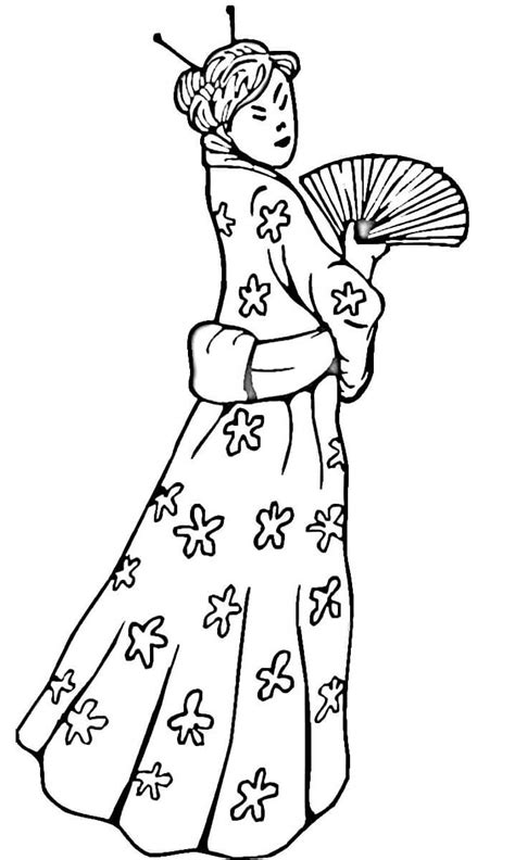 chinese woman   traditional dress coloring page  printable