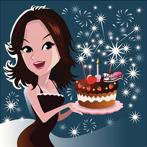 Woman Holding Birthday Cake Illustrations Royalty Free Vector Graphics