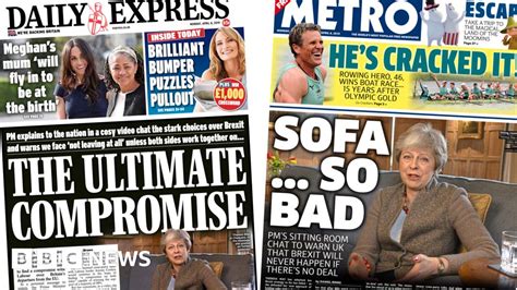 newspaper headlines may s cosy brexit message bbc news