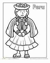 Coloring Peru Pages Multicultural Heritage Hispanic Worksheets Kids Month People Education Around Spanish Colouring Culture Printable Color Grade Worksheet Peruvian sketch template