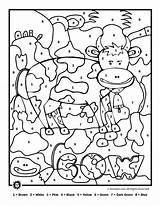 Number Color Farm Coloring Animal Cow Pages Printables Animals Numbers Printable Print Colour Preschool Kids Worksheets Mystery Jr Kindergarten Dibujos sketch template