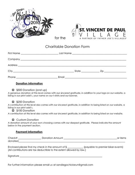 donation form templates word excel formats