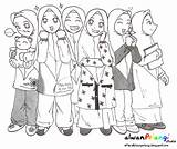 Mewarnai Sketsa Islami Muslimah Ujian Putri Pertamaku Februari Khimar Biru Masjid Artikel Lomba Demikianlah Putra sketch template
