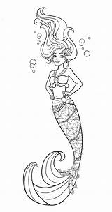 Sirena Mermaid Sirene Unicorn Colouring sketch template