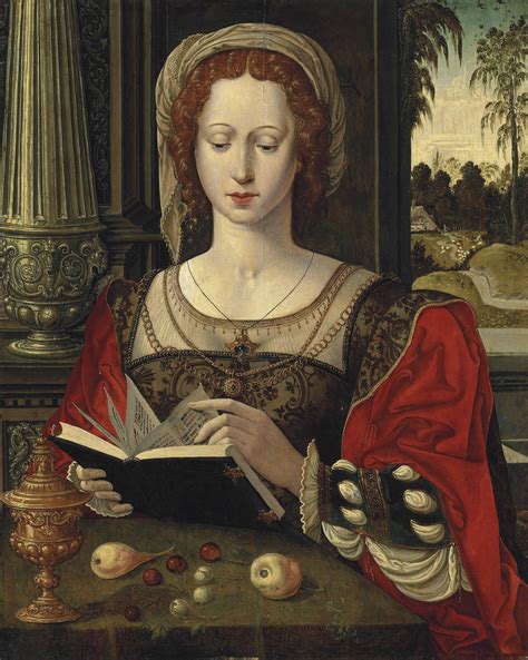workshop of the master of the parrot active antwerp 1525 50 saint mary magdalene reading at