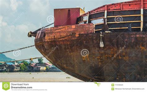 rusty barge stock image image  borneo barge