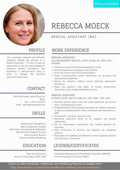 medical assistant ma resume samples templates  rb