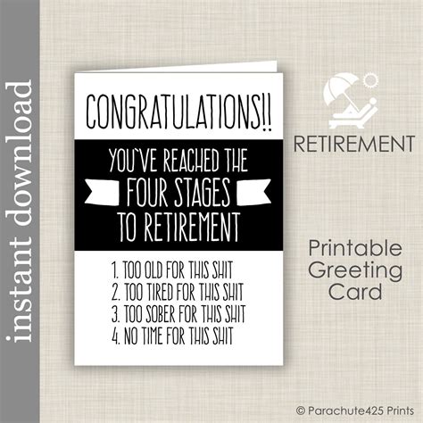printable funny retirement cards printable templates