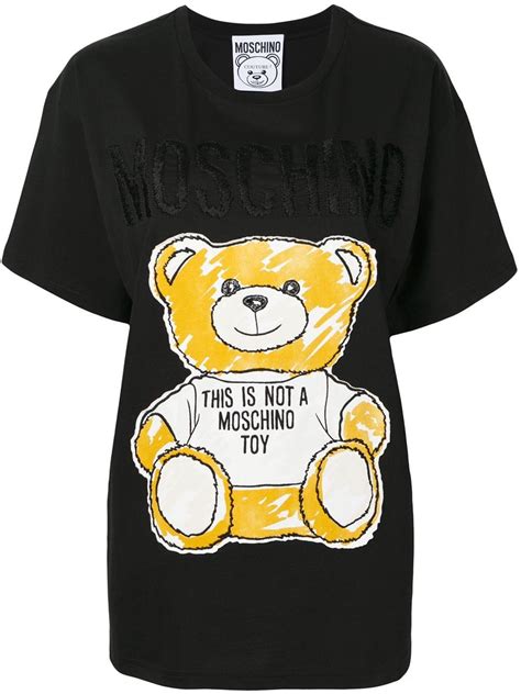 moschino teddy bear patch black cotton t shirt lyst