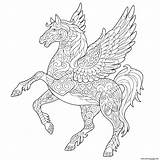 Coloring Pages Horse Flying Winged Pegasus Printable Mythological Greek Print Book sketch template